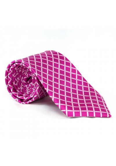 Krawatte Karo Pink-Weiß