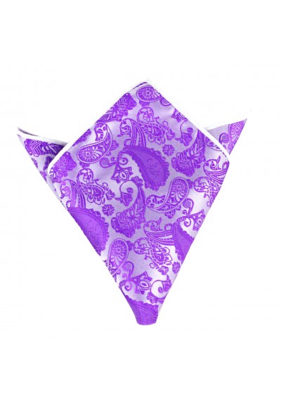 Einstecktuch Paisley Violett-Weiß